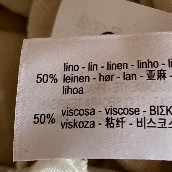 NWT. Zara Beige Linen Blend Belted Straight Leg Braided Belt Pants. Size S. - Picture 12 of 12